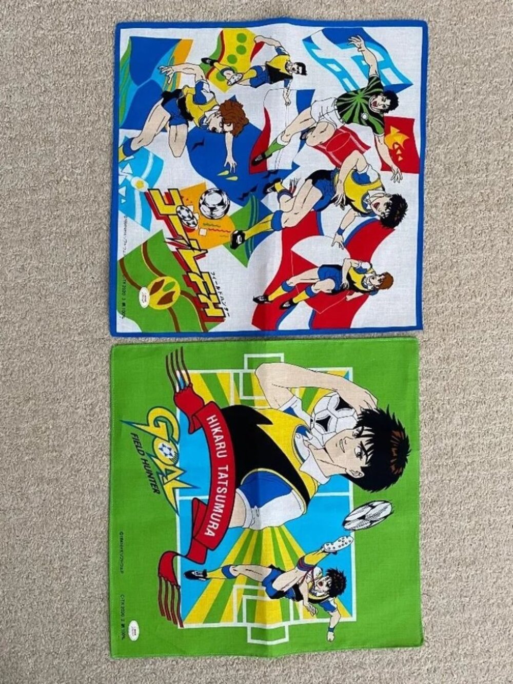 Lot of 2 Vintage anime Goal FH (Field Hunter) 1994 Soccer NHK handkerchiefs